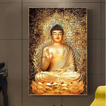 Kip Buddhe Diamond Slikarstvo Religija Portret Cijele Puni Bušilica Budizam DIY Mozaik Vez 5D Vez Križić Home Dekor Poklon