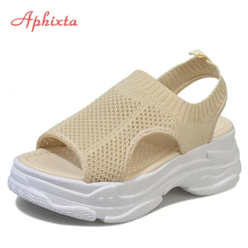 Aphixta/prozračna ženske sandale od сетчатого materijala, ljetna casual cipele s debelim potplatima 2,36 inča, ženske plaže sandale s otvorenim vrhom, ženske cipele