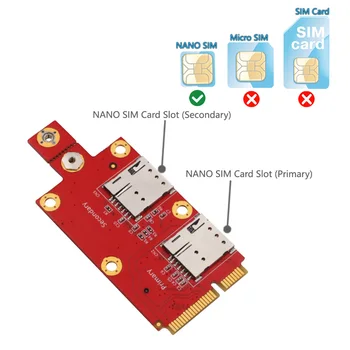 M. 2 Ključ B na Mini PCIE Adapter je Pretvarač Kartice za Proširenje Kartice w Dvostruki Utor za NANO SIM Karticu za 3G/4G/5G Modul za stolno računalo/Laptop